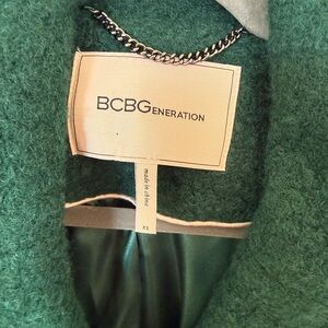 BCBGeneration Emerald Green Textured Coat with Satin Lining